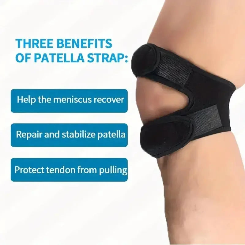 Tcare Sports Knee Pad - Double Patella Support, Open Knee Brace, Tendon Strap, Fit Fitness
